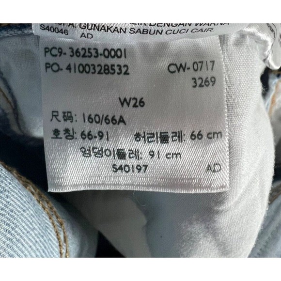 Levis Jeans Womens 26 Light Wash Straight Leg Raw Hem Orange Tab Denim Mid Rise - Picture 9 of 10